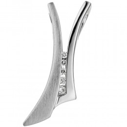 JOBO Anhänger 585 Weißgold teil matt 5 Diamanten Brillanten