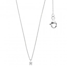 Collier Kette mit Anhänger 585 Weißgold 1 Diamant Brillant 45cm