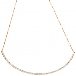 Collier Kette mit Anhänger Edelstahl rotgold farben mit Kristallen 50cm
