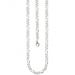 Figarokette 925 Silber diamantiert 60cm Karabiner