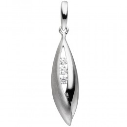 Anhänger 925 Sterlingsilber teil matt 3 Zirkonia