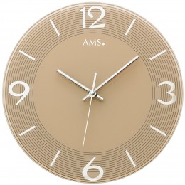 Wanduhr Quarz analog braun rund mit Glas leise ohne Ticken