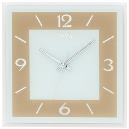 Wanduhr Quarz analog braun hellbraun eckig mit Glas leise ohne Ticken