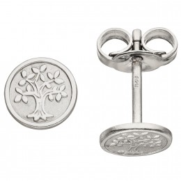 Ohrstecker Baum Lebensbaum 925er Sterlingsilber mattiert Ohrringe Silberohrringe