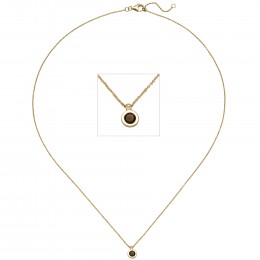 Collier Kette mit Anhänger 585 Gelbgold 1 Rauchquarz 45cm