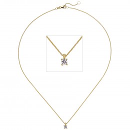 Collier Kette mit Anhänger 585 Gelbgold 1 Diamant Brillant 0,25ct. 45cm