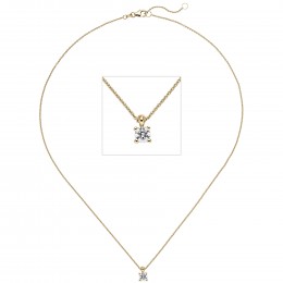 Collier Kette mit Anhänger 585 Gelbgold 1 Diamant Brillant 0,70ct. 45cm