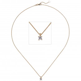 Collier Kette mit Anhänger 585 Rotgold 1 Diamant Brillant 0,25ct. 45cm
