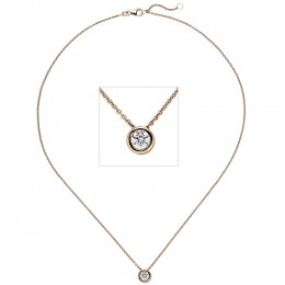 Collier Kette mit Anhänger 585 Rotgold 1 Diamant Brillant 0,50ct. 45cm