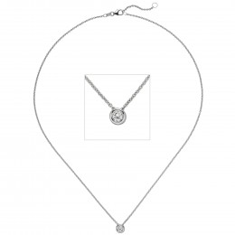 Collier Kette mit Anhänger 585 Weißgold 1 Diamant Brillant 0,25ct. 45cm