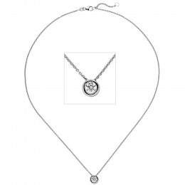 Colllier Kette mit Anhänger 585 Weißgold 1 Diamant Brillant 0,5 ct. 45cm