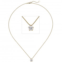 Collier Kette mit Anhänger 585 Gelbgold 1 Diamant Brillant 1,0ct. 45cm