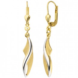 Ohrhänger 375 Gelbgold bicolor teil matt Boutons