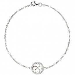 Armband Kleeblatt 925 Sterlingsilber 28 Zirkonia 19cm Glücksbringer