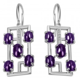 Ohrhänger Amethyst 925 Sterlingsilber 12 Zirkonia Ohrringe Silberohrringe