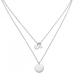 Collier 2-reihige Kette mit Anhänger 925 Sterlingsilber 1 Zirkonia 44cm