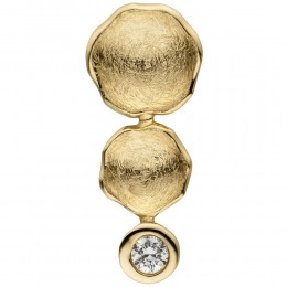 Anhänger 585 Gelbgold eismatt 1 Diamant Brillant Diamantanhänger 0.7g