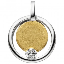 Anhänger 585 Gelbgold bicolor eismatt 1 Diamant Brillant