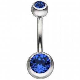 Bauchnabel Piercing Edelstahl mit SWAROVSKI® ELEMENTS blau