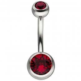 Bauchnabel Piercing Edelstahl mit SWAROVSKI® ELEMENTS rot