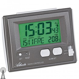 Atlanta Wecker Funk Funkwecker digital anthrazit mit Licht Snooze Datum
