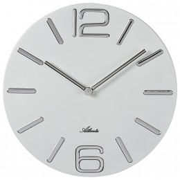 Atlanta Wanduhr Quarz analog Metall weiß rund