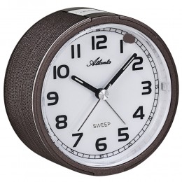 Atlanta 1993/18 Wecker Quarz analog braun leise ohne Ticken mit Licht
