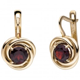 Ohrhänger 333 Gold Gelbgold 2 Granate rot Ohrringe Boutons