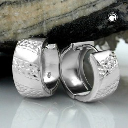Creolen Ohrringe 13mm rhodiniert 925 Sterlingsilber
