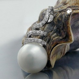 Anhänger Zirkonia und Perle 925 Sterlingsilber