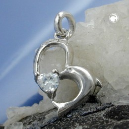 Anhänger Delfin mit Zirkonia 925 Sterlingsilber