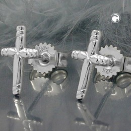 Ohrstecker Kreuz mit Muster 925 Sterlingsilber