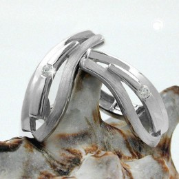 Creolen Ohrringe Zirkonia rhodiniert 925 Sterlingsilber