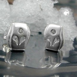 Ohrstecker matt mit Zirkonia 925 Sterlingsilber