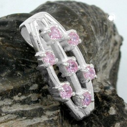 Anhänger 7x Zirkonia pink 925 Sterlingsilber