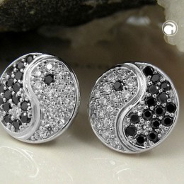 Ohrstecker Yin-Yang Zirkonia 925 Sterlingsilber