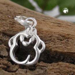 Anhänger Affenkopf 925 Sterlingsilber