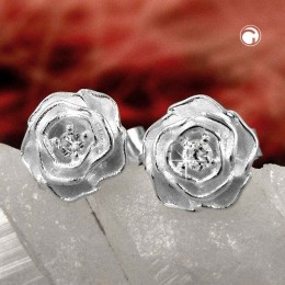 Ohrstecker Rose mit Zirkonia 925 Sterlingsilber