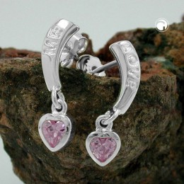 Ohrstecker LOVE Zirkonia-pink 925 Sterlingsilber