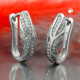 Creolen Ohrringe Zirkonia rhodiniert 925 Sterlingsilber