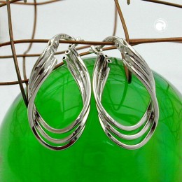 Creolen Ohrringe oval rhodiniert 925 Sterlingsilber