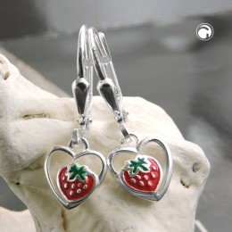 Ohrring Erdbeere im Herz 925 Sterlingsilber