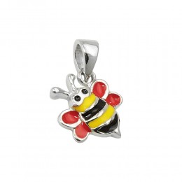 Anhänger Biene rot-gelb-schwarz-emailliert 925 Sterlingsilber