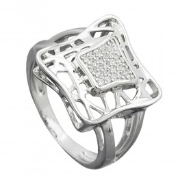 Ring mit vielen Zirkonias glänzend rhodiniert 925 Silber Größe 60