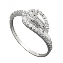Ring mit vielen Zirkonias glänzend rhodiniert 925 Silber Größe 58