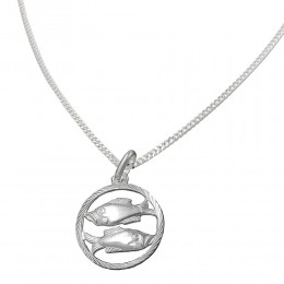 Schmuck Set Anhänger Sternzeichen Fische mit Kette Flachpanzer 925 Silber