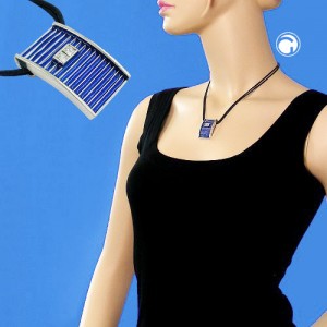 Collier Halskette blau-silber kristall Email 45cm