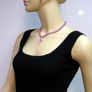 Collier Halskette Glas Perle rosa Stern rosa 45cm