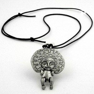 Halskette Anhänger Zinn Gott der Inka 100cm