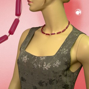 Collier Halskette Walze rot seide Draht 42cm